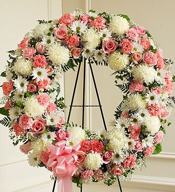 Serene Blessings Pink &amp;amp; White Standing Wreath