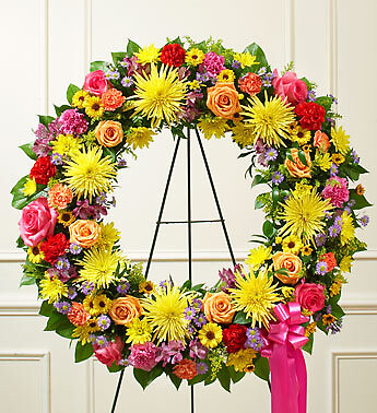 Serene Blessings Pink & White Wreath - Naples Floral Design