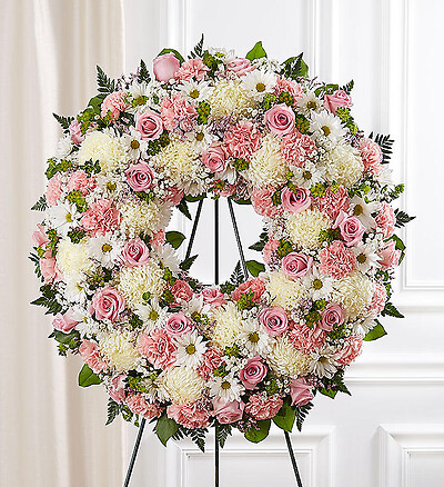 Serene Blessings&amp;trade; Standing Wreath- Pink &amp;amp; White